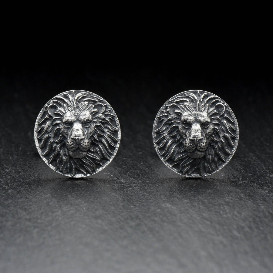 Sterling Silver Lion Cufflinks: Oxidized 925 Silver Animal Jewelry (etsy image id: 7352855294)