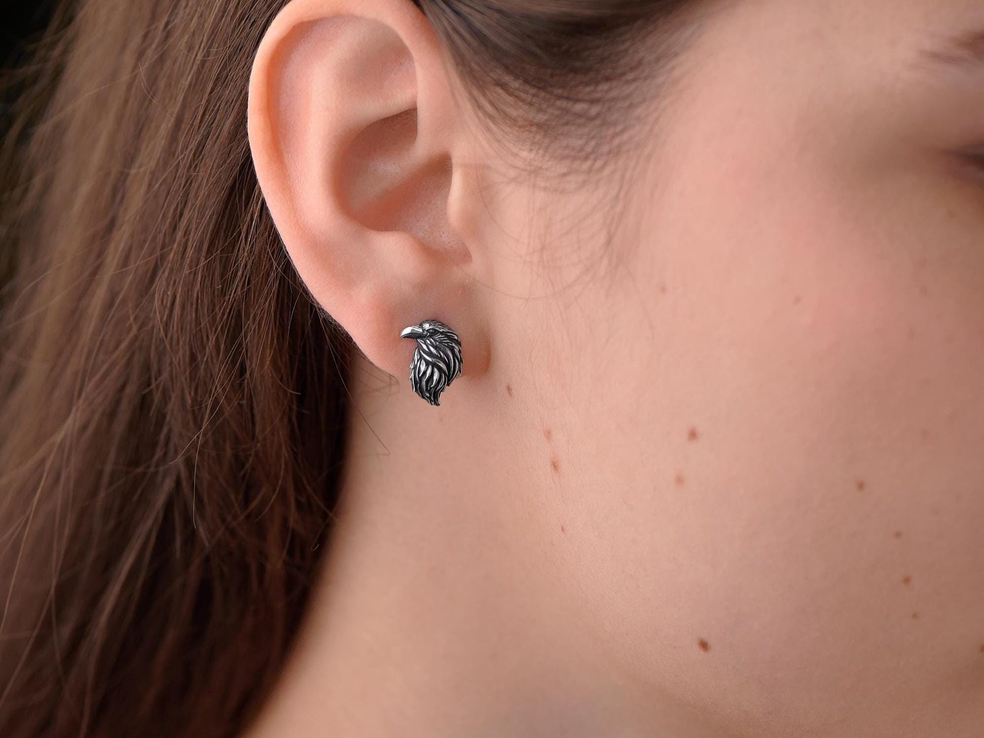 Oxidized Sterling Silver Crow Earrings: Gothic Raven Jewelry (etsy image id: 7366005976)