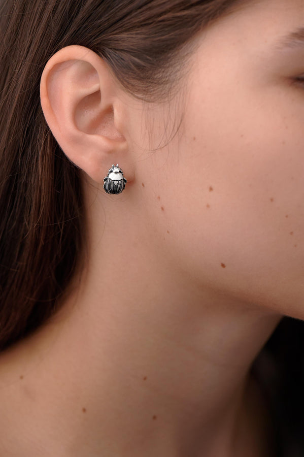 Handmade Sterling Silver Beetle Earrings: Insect Jewelry (etsy image id: 7388555389)