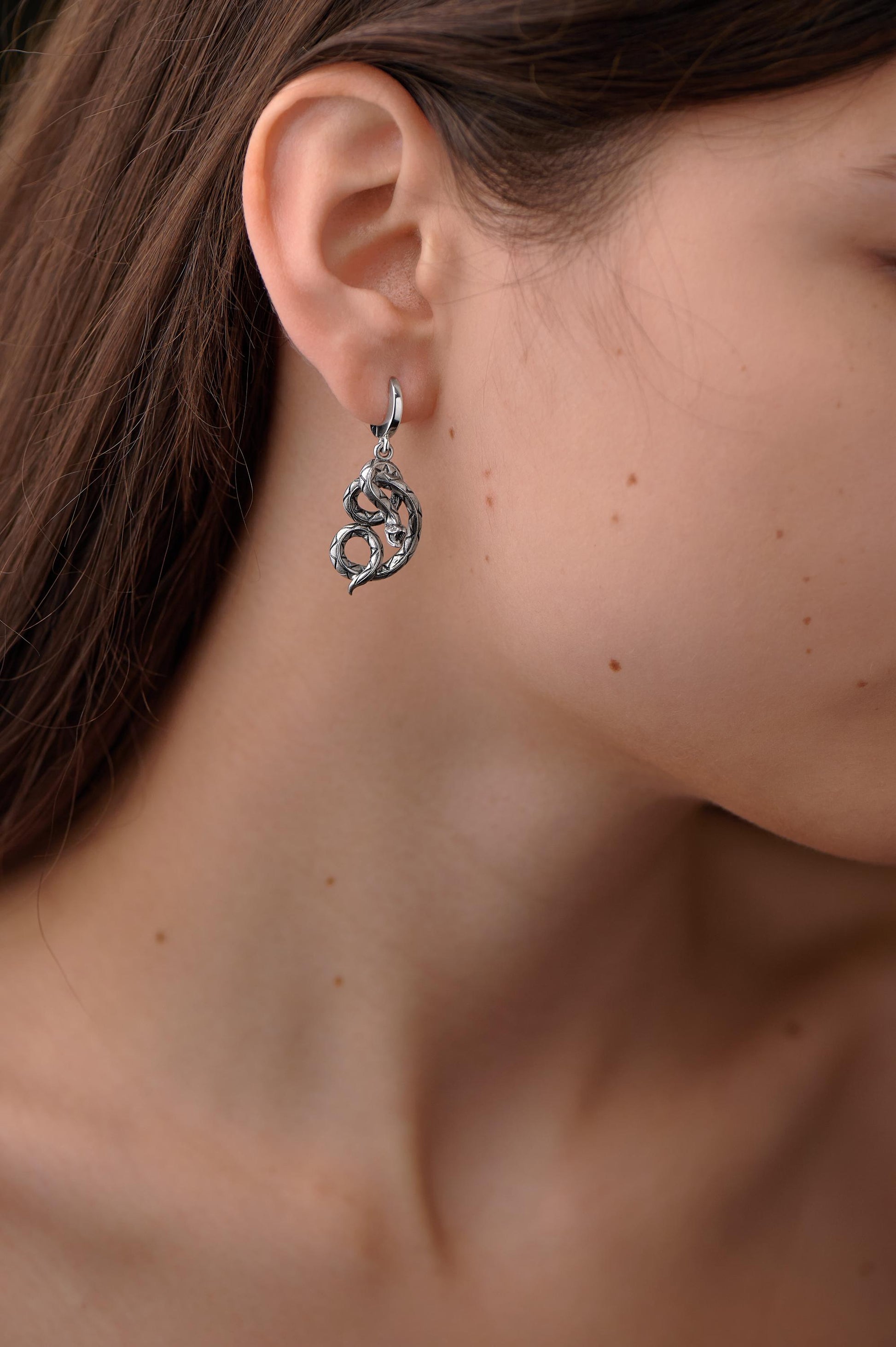 Sterling Silver Serpent Earrings: Handmade Animal Jewelry (etsy image id: 7368093606)