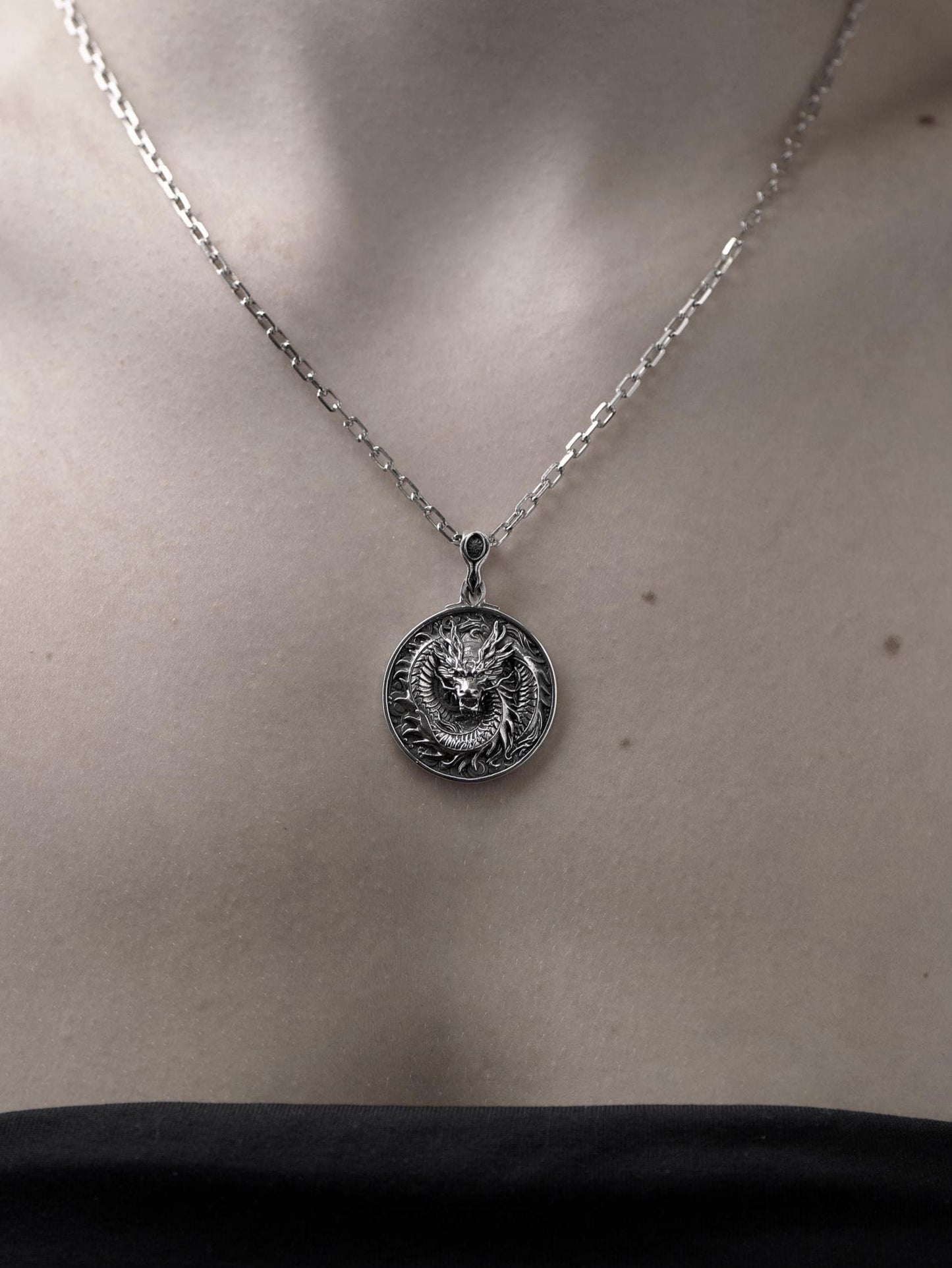Sterling Silver Chinese Dragon Pendant Necklace: Handmade Dragon Jewelry (etsy image id: 7369569326)