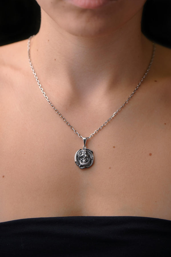 Dragon jewelry	dragon pendant	skull silver jewelry	silver pendant	dragon skull	silver skull (etsy image id: 4091749331)