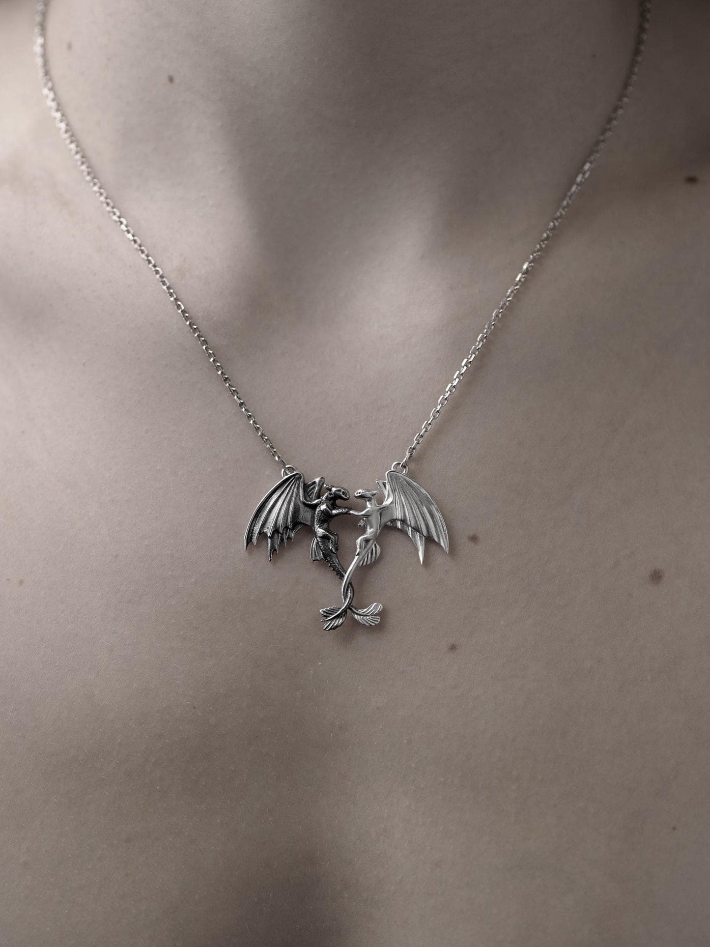 Sterling Silver Dragons Pendant: Handmade Fantasy Necklace (etsy image id: 7369624624)