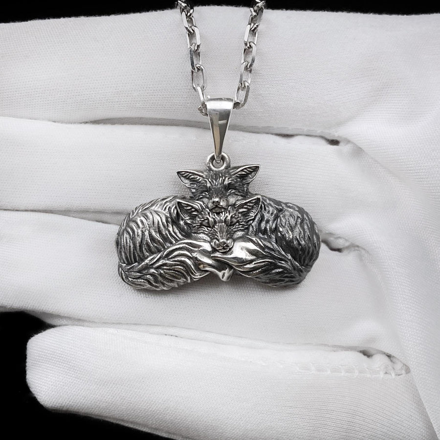 Foxes Silver Pendant – Sterling Silver Fox Couple Necklace | Symbol of Love, Unity, and Wild Devotion (etsy image id: 7372429806)