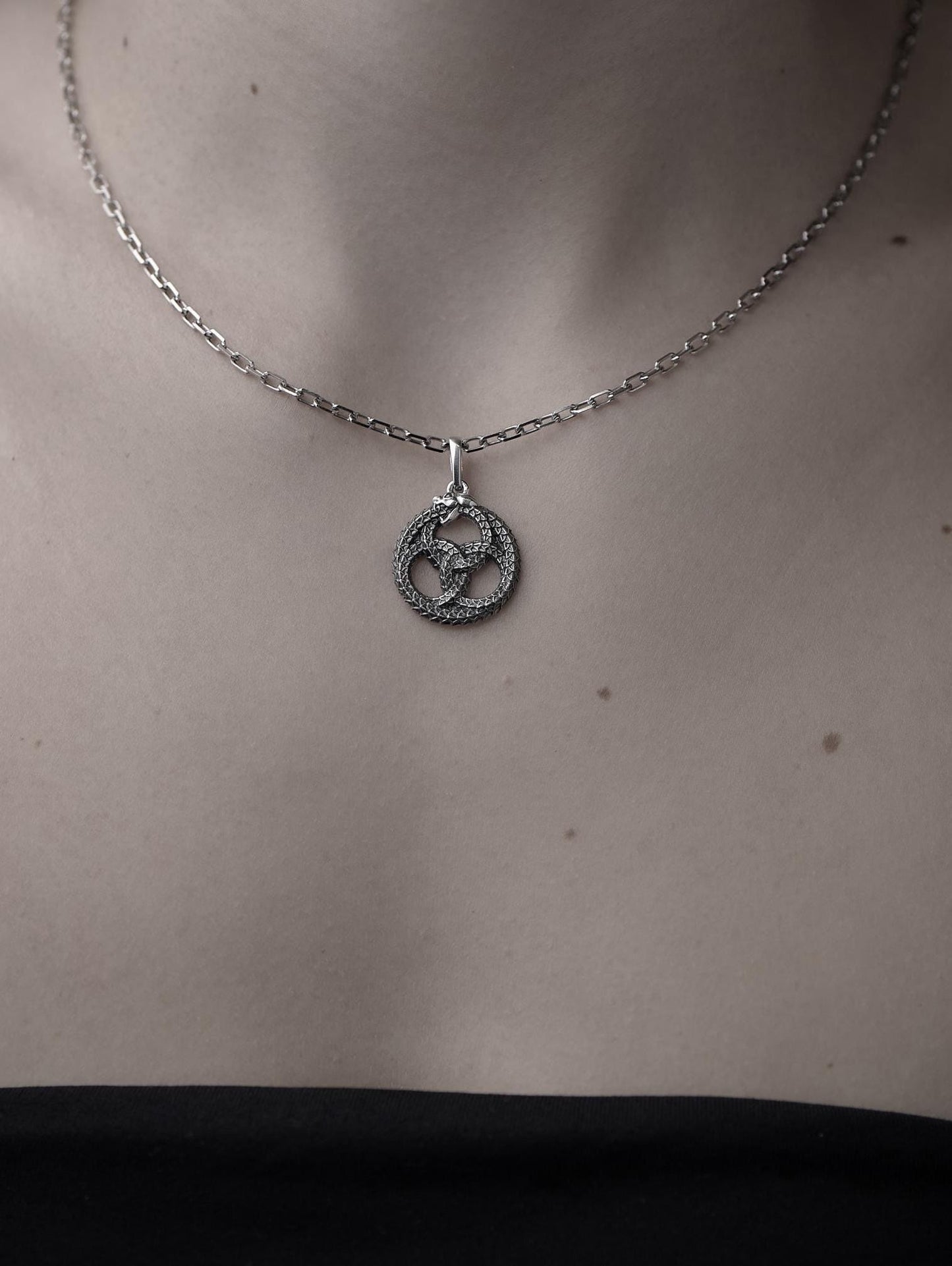 Sterling Silver Ouroboros Pendant: Handmade Dragon Mythology Necklace __etsy:7372888742