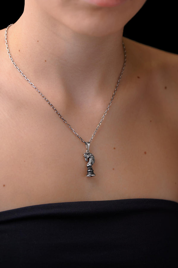 Silver pendant	silver jewelry	Chess piece Horse	Chess Pendant	Chess jewelry	Chess piece (etsy image id: 4596378398)
