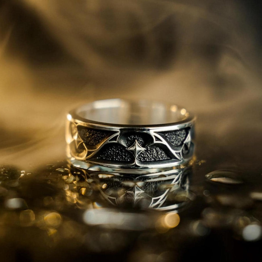 Gothic Wedding Ring Silver – Sterling Silver Medieval Band with Blackened Details | Unique Dark Romance Jewelry for Him and Her (etsy image id: 7375508410)