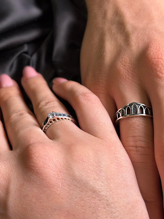 Medieval Wedding Arcs Silver Ring – Sterling Silver Gothic Band with Cathedral Arch Design | Unique Handcrafted Gothic Wedding Ring (etsy image id: 7423777209)