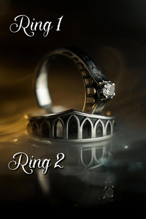 Gothic Cathedral Wedding Ring Set: Sterling Silver Rose Window Rings __etsy:7376647674