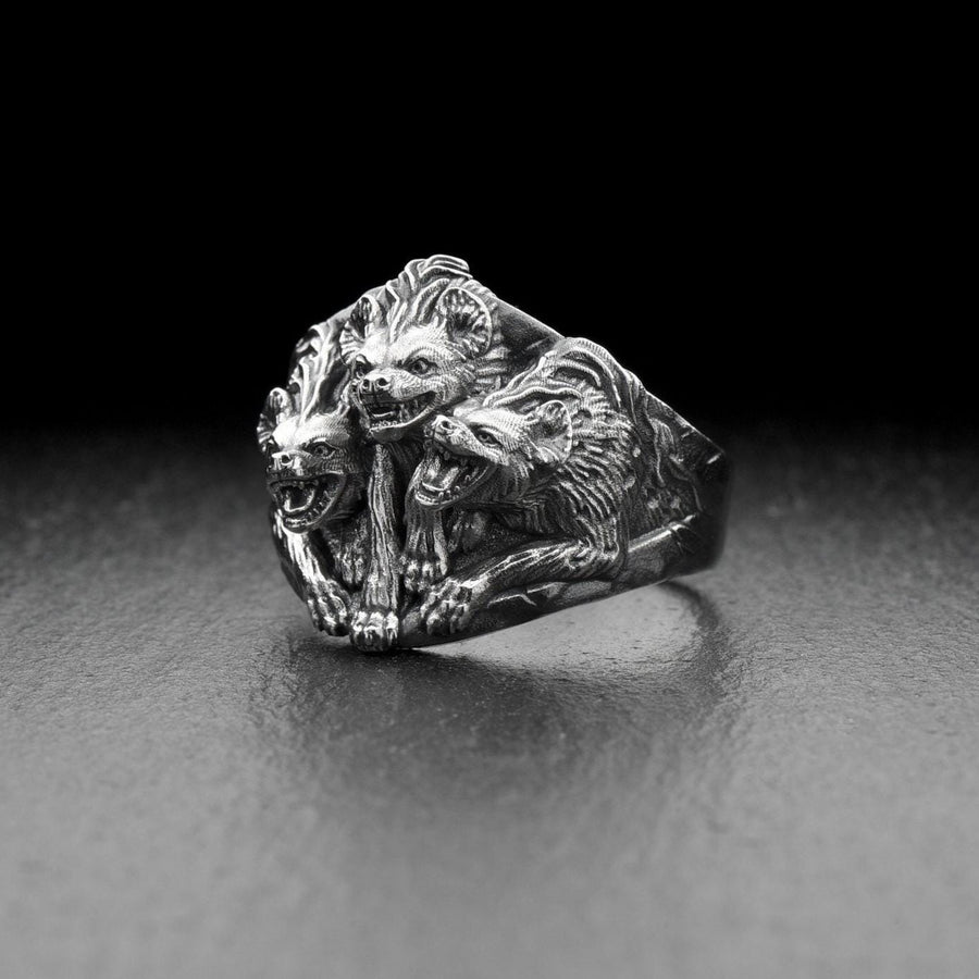 hyenas ring	hyena silver ring	hyena silver jewelry	Hyänenring	bague hyènes	lion king hyena	hyenas	hyenas gift	wild dog lover	wild dog jewelry	african souvenir	beast ring	beast silver ring (etsy image id: 7397082995)