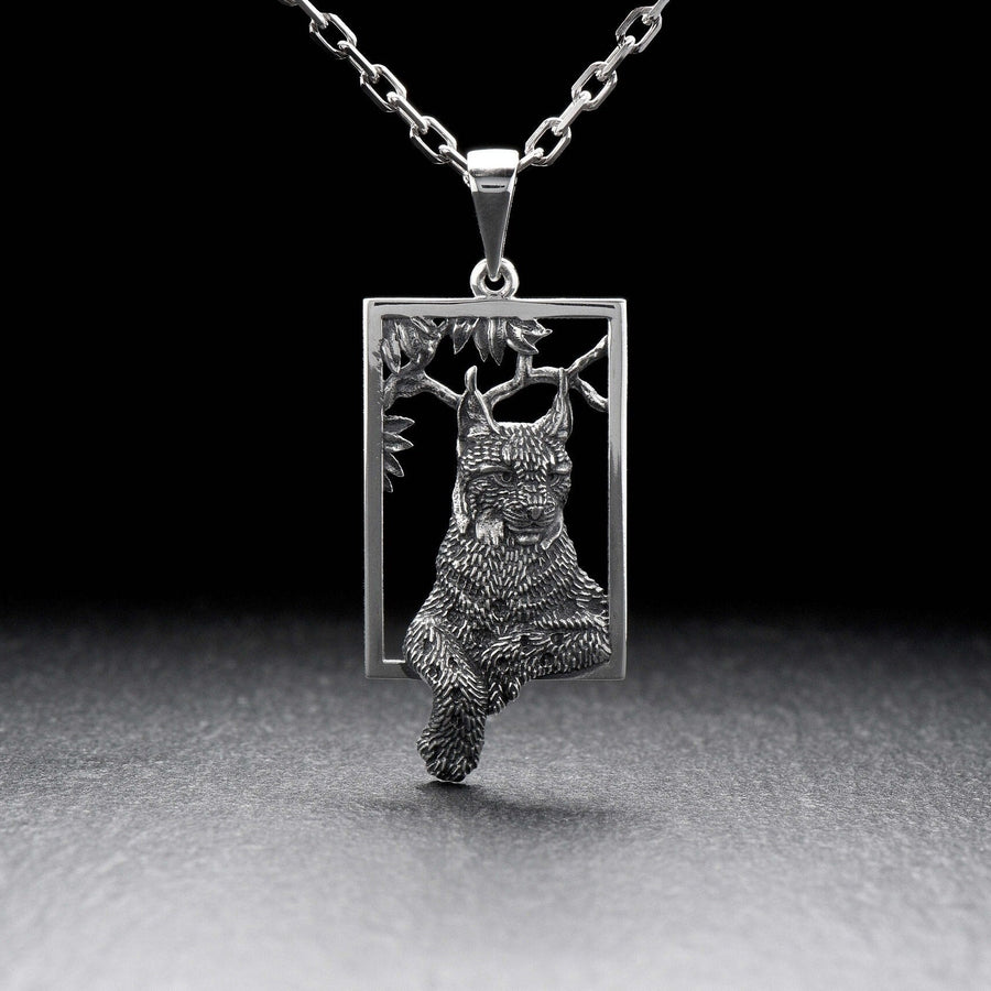 Oxidized Sterling Silver Lynx Pendant: Handmade Necklace (etsy image id: 7400313135)