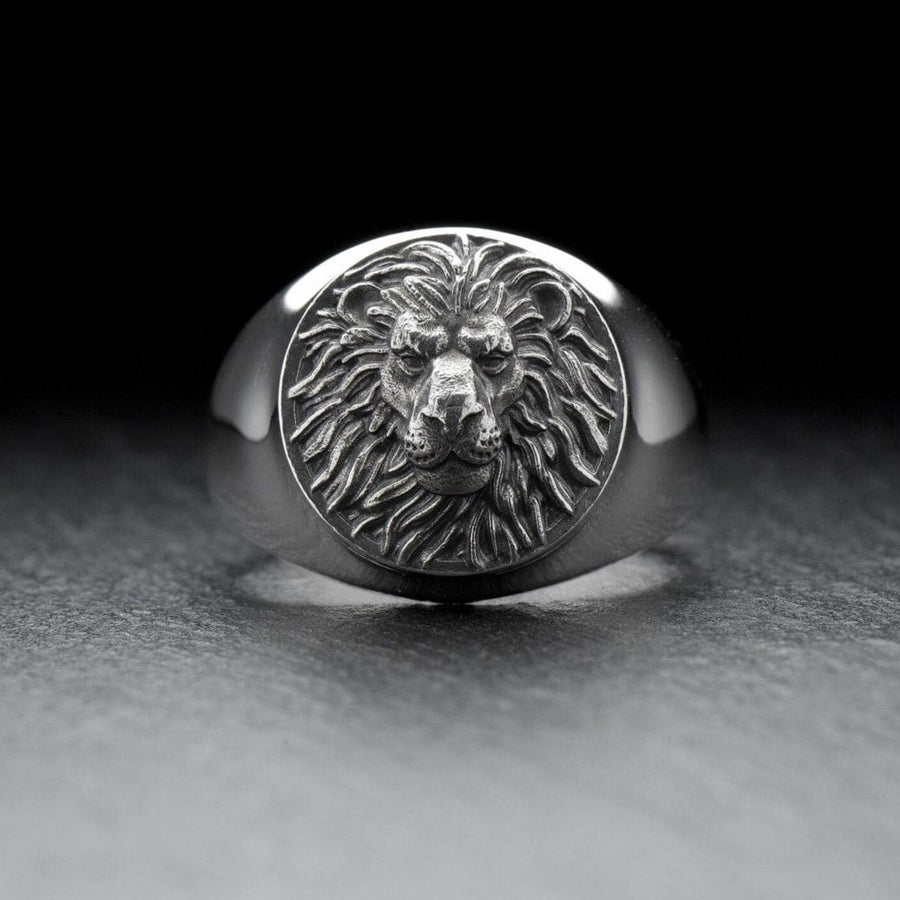 Handmade Sterling Silver Lion Head Signet Ring: Animal Jewelry (etsy image id: 7400662567)