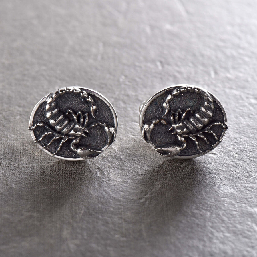 Sterling Silver Scorpion Cufflinks: Handmade Unusual Jewelry Gift (etsy image id: 7400786333)