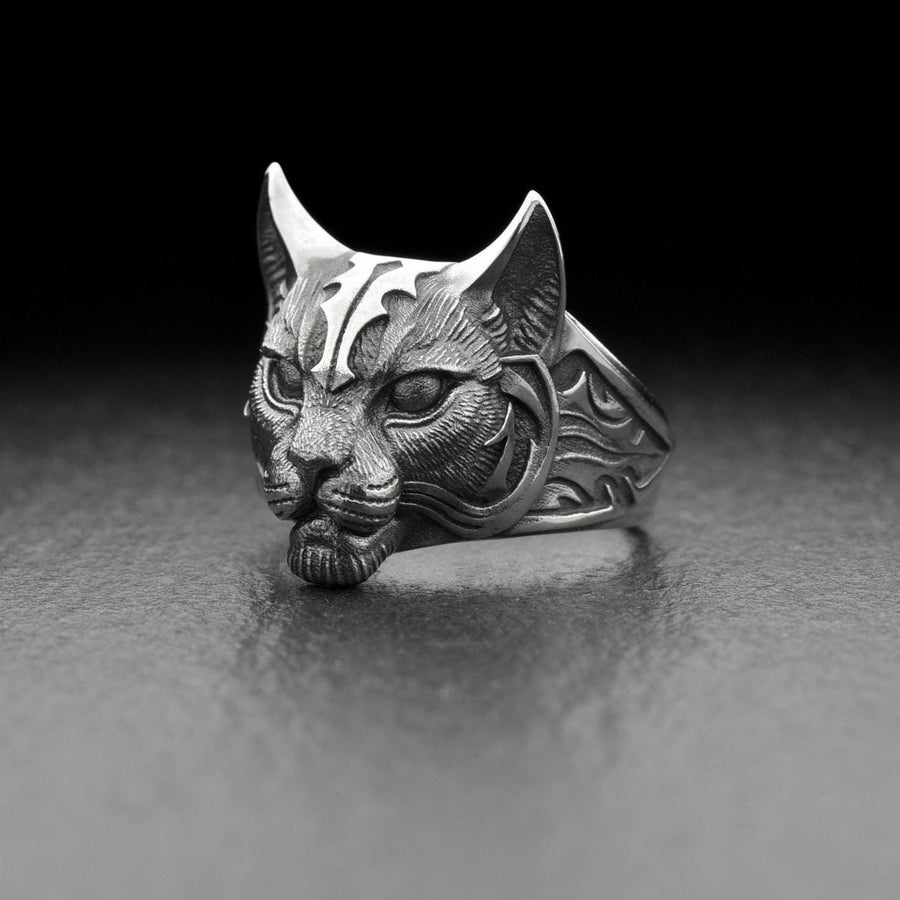Gothic Lynx Silver Ring – Sterling Spirit Animal Jewelry | Intuition, Mystery, and Wild Elegance (etsy image id: 7400850703)