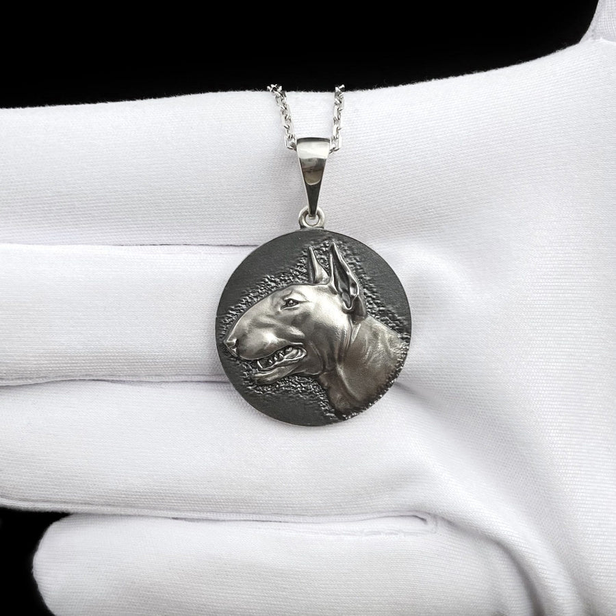 Bull Terrier Silver Pendant – Sterling Dog Head Necklace | Symbol of Strength, Loyalty, and Courage (etsy image id: 7401617975)