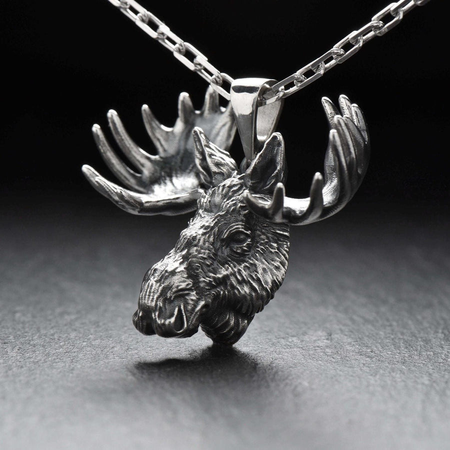 Elk head pendant	Elk	Elk necklace	Elk jewelry	silver elk	elk head	elk lover	silver pendant	Sterling silver