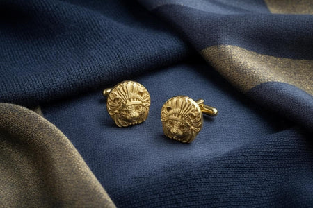 Cat Chief Silver Cufflinks – Sterling Silver Feline Headdress Cufflinks | Bold Tribal Style Gift for Cat Lovers (etsy image id: 7412188905)