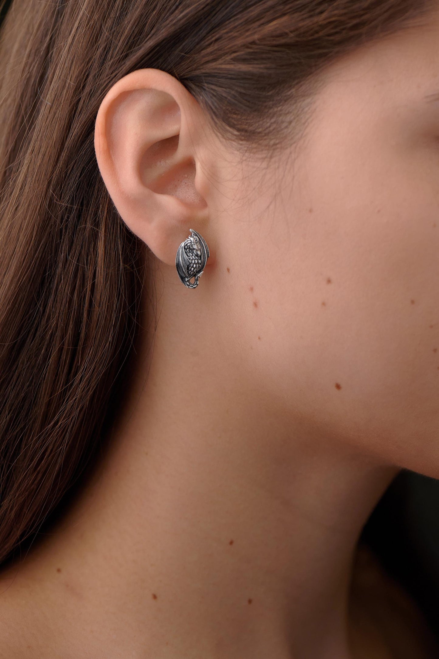 Sterling Silver Dragon Stud Earrings: Gothic Fantasy Jewelry (etsy image id: 7413930693)