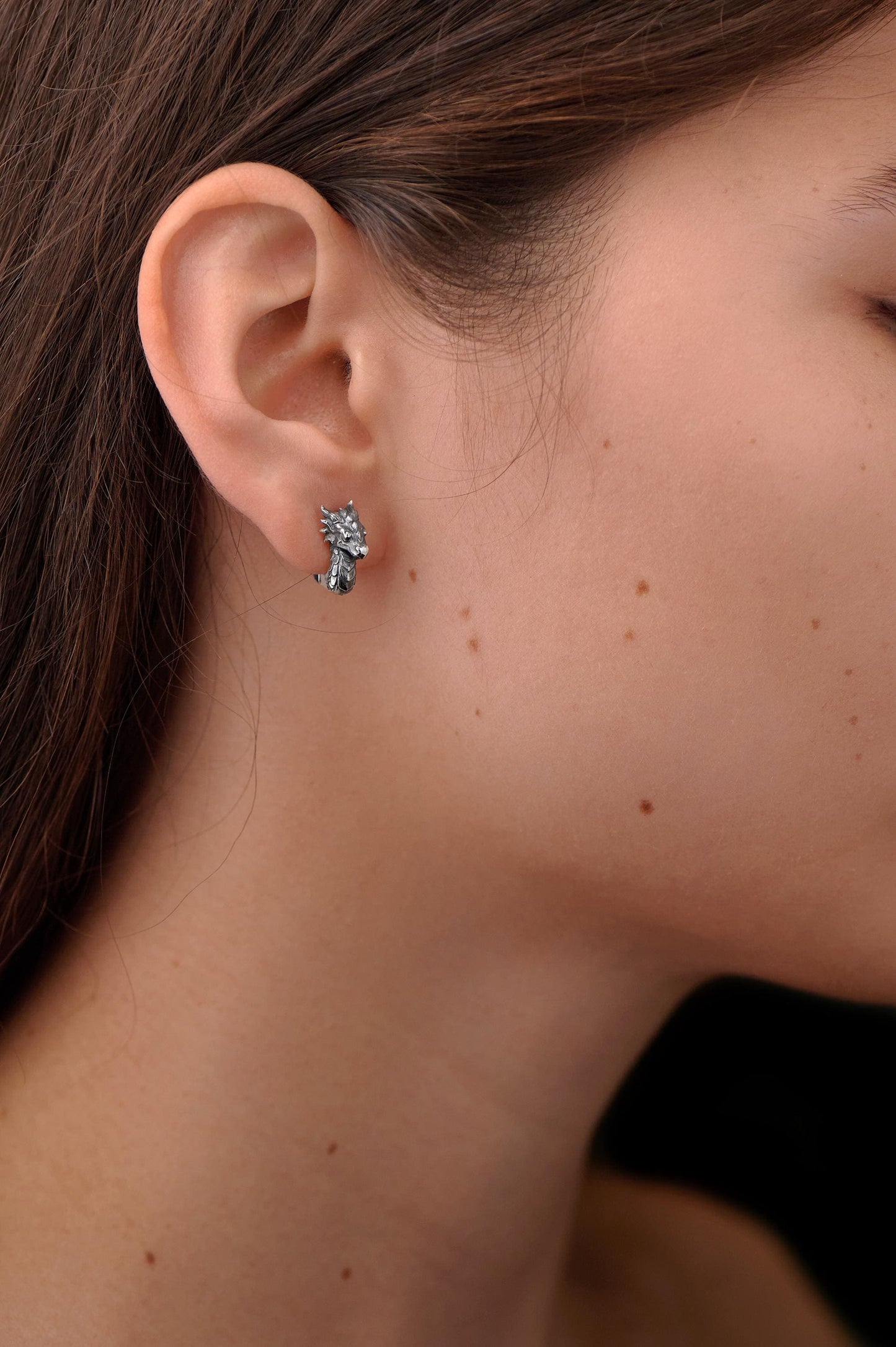Sterling Silver Dragon Stud Earrings: Gothic Fantasy Jewelry (etsy image id: 7413936259)