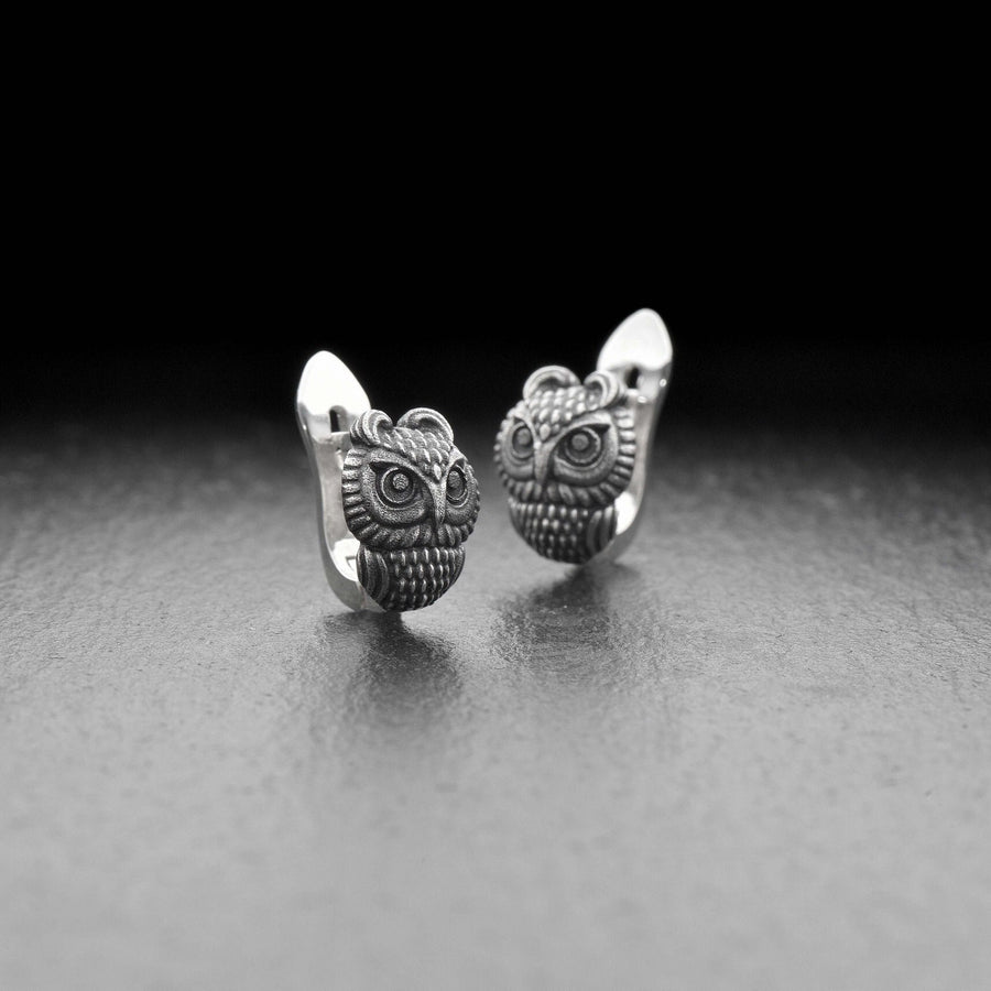 Sterling silver	animal earrings	animal jewelry	birds jewelry	Owl Earrings	Owl jewelry	owl house (etsy image id: 7416892201)