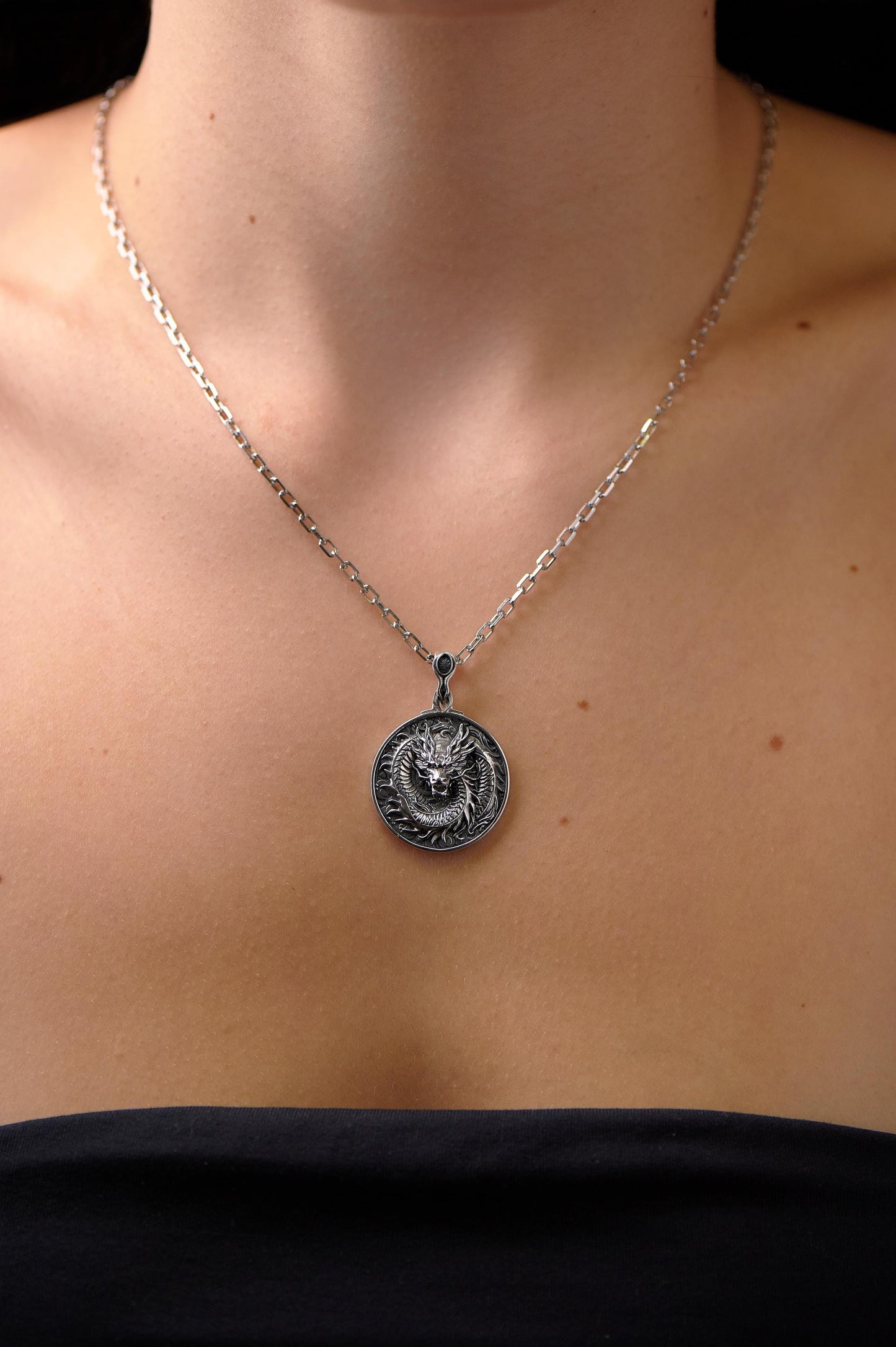Sterling Silver Chinese Dragon Pendant Necklace: Handmade Dragon Jewelry (etsy image id: 7417481607)