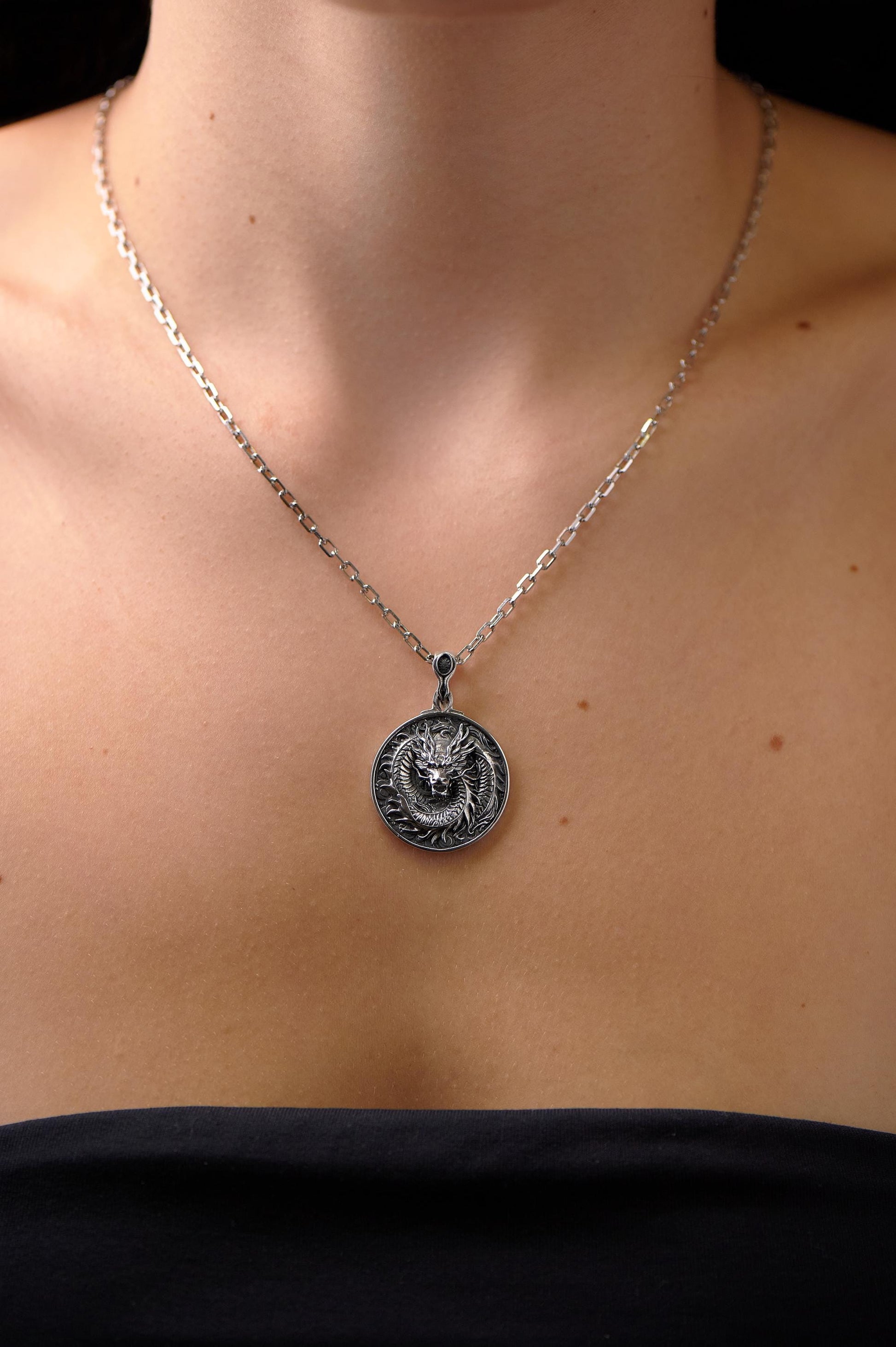 Sterling Silver Chinese Dragon Pendant Necklace: Handmade Dragon Jewelry (etsy image id: 7417481607)