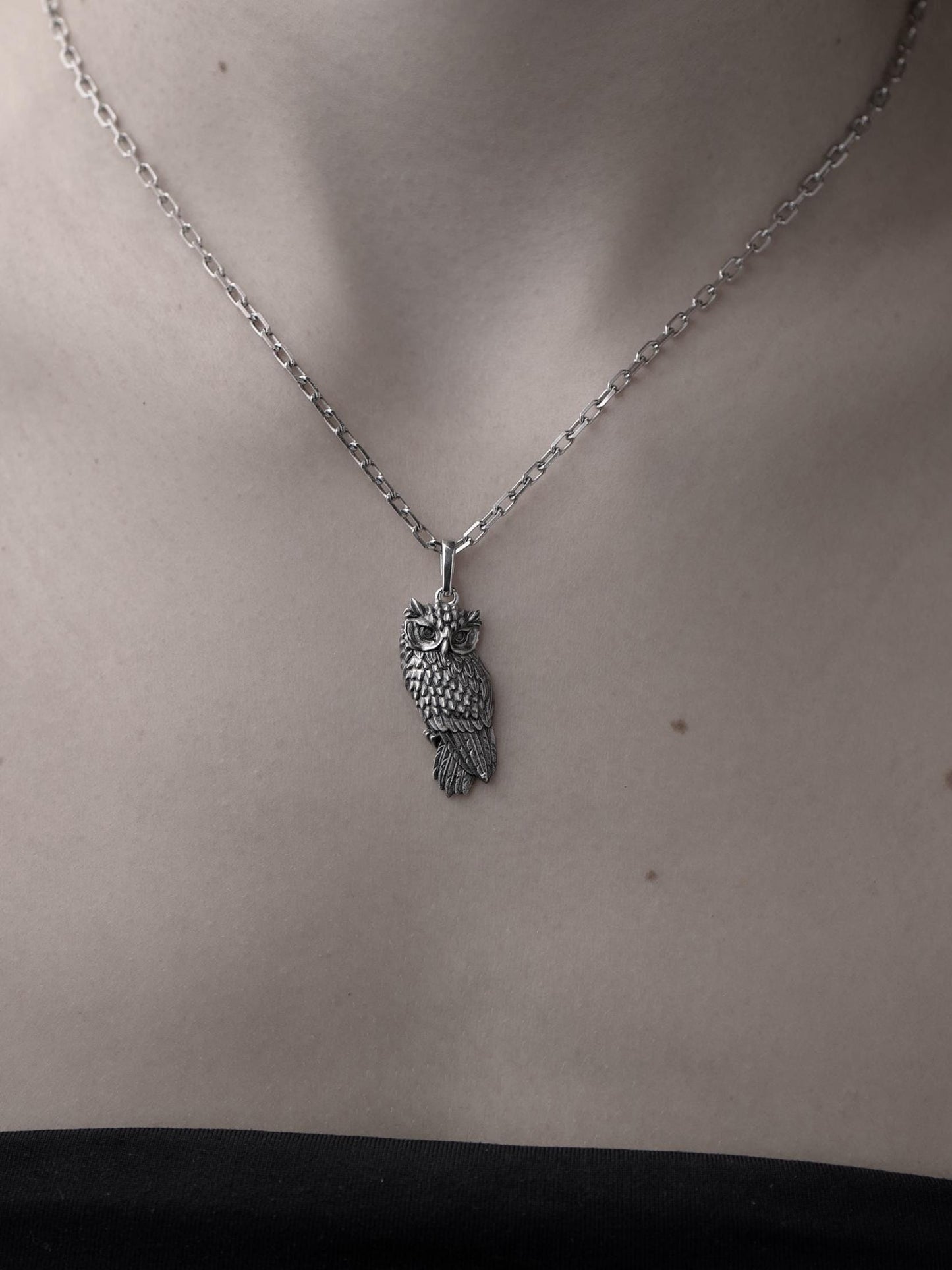 Sterling Silver Owl Pendant Necklace: Gothic Woodland Jewelry __etsy:7420653245