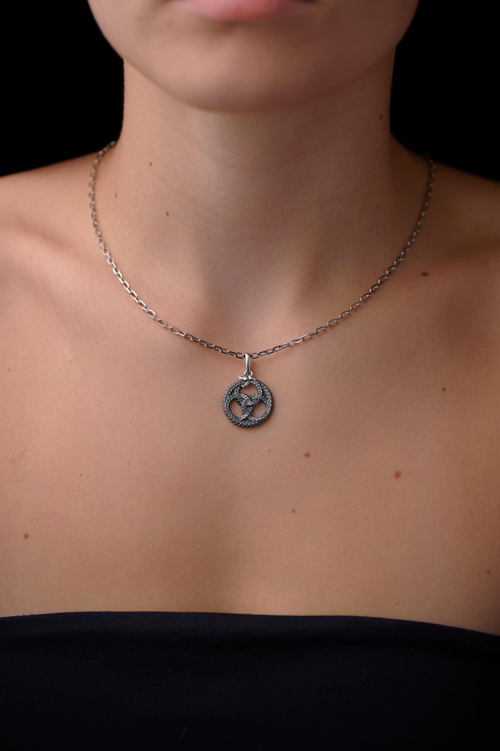 Sterling Silver Ouroboros Pendant: Handmade Dragon Mythology Necklace __etsy:7420808007