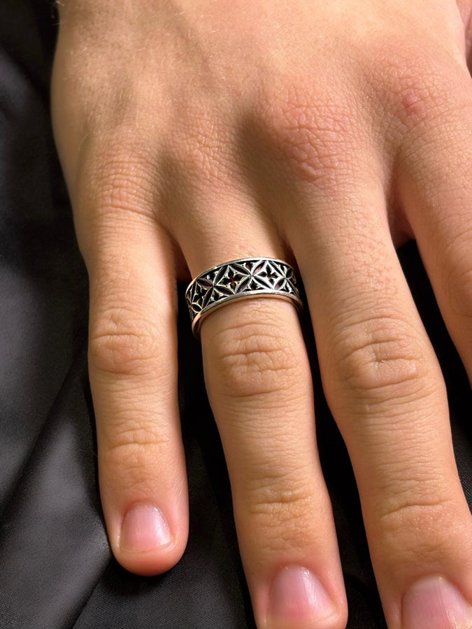 Gothic Sterling Silver Wedding Ring Set: Cathedral Medieval Jewelry