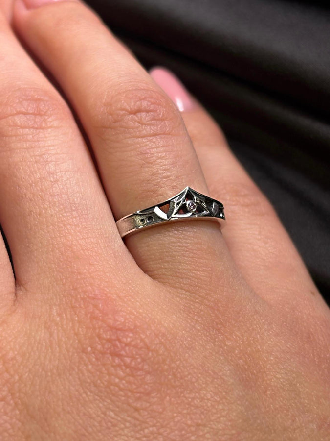 Gothic Sterling Silver Wedding Ring Set: Black Texture, Gemstone Accent __etsy:7424901857