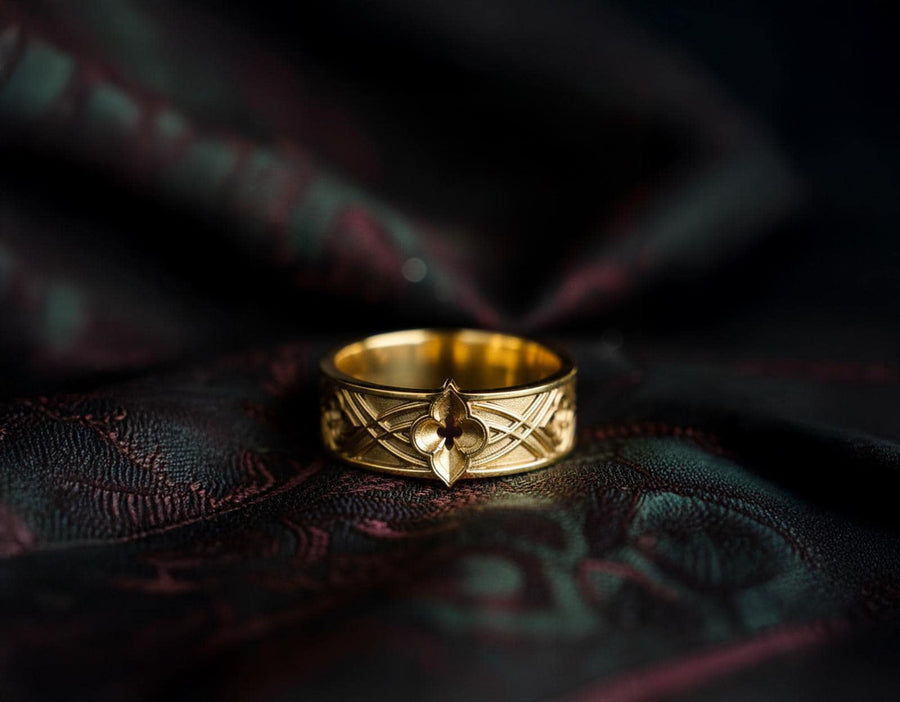Gothic Quatrefoil Silver Ring – Sterling Silver Medieval Band with Architectural Cross Detail | Unique Gothic Wedding or Statement Ring (etsy image id: 7423618581)