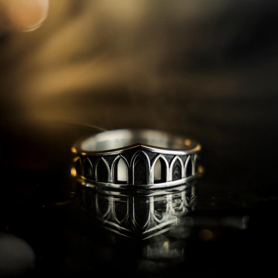 Medieval Wedding Arcs Silver Ring – Sterling Silver Gothic Band with Cathedral Arch Design | Unique Handcrafted Gothic Wedding Ring (etsy image id: 7423777209)