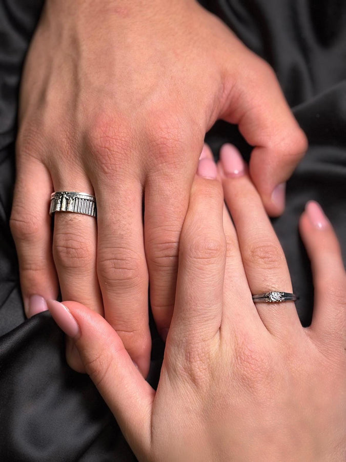 A handcrafted sterling silver ring inspired by ancient Greek architecture, featuring vertical column grooves and a raised stone bezel. The Art Deco influence enhances the structured design, giving it a refined yet historical appearance. Excellent for proposal moments, themed weddings, or collectors who love architectural motifs in fine jewelry. (etsy image id: 6163725531)