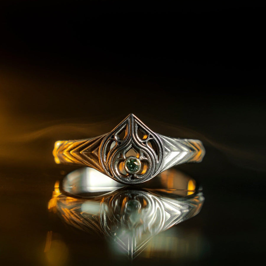 A gemstone centerpiece set in beautifully detailed gothic silver makes this ring the perfect choice for anyone who loves medieval style with a modern twist. (etsy image id: 7500368039)