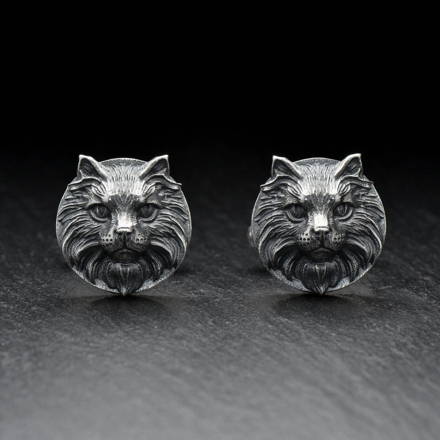 Sterling  Silver Maine Coon Cufflinks, Handmade Pet Cufflinks, Pet Jewelry, Cat Cufflinks, Gift For Him, Cat Jewelry, Men Silver Jewelry (etsy image id: 7759115164)