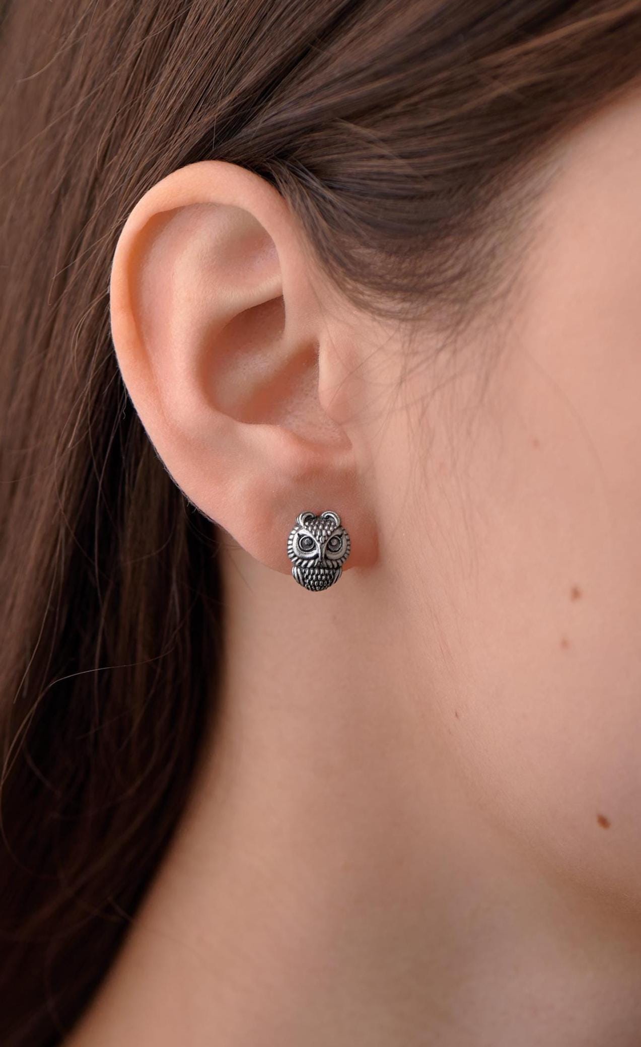 Sterling Silver Owl Earrings: Handmade Bird Jewelry Gift (etsy image id: 7858165512)