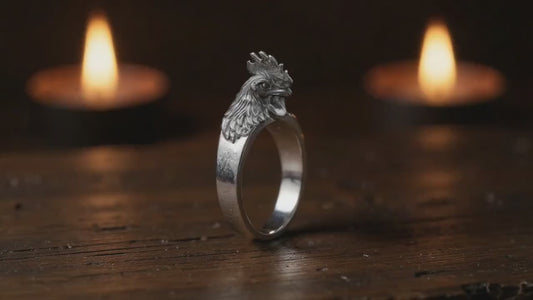Sterling Silver Rooster Ring: Animal Totem Jewelry, Confidence Talisman